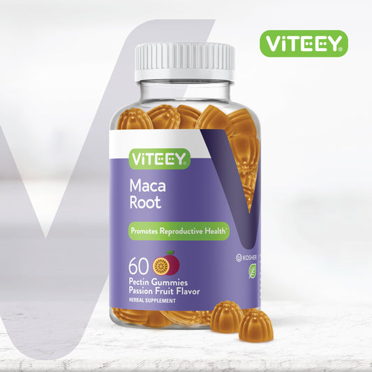 Passion fruit flavored maca gummies packaging