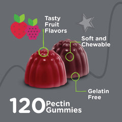 Fruit-flavored vegan and gluten-free prebiotic gummies for kids