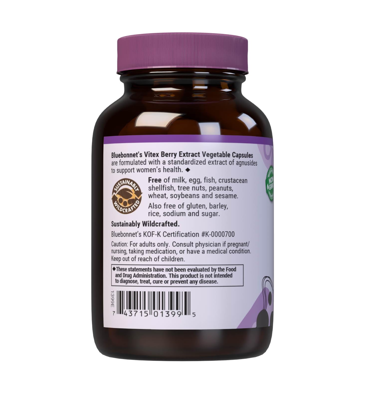 Bluebonnet Vitex Berry Extract bottle showing 60 vegetable capsules (60 servings)