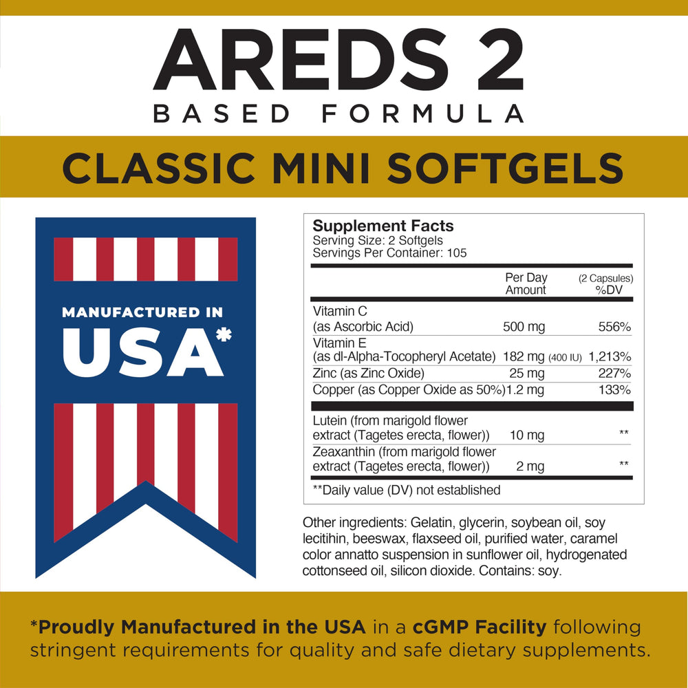 Bottle label of Viteyes AREDS 2 210 softgels