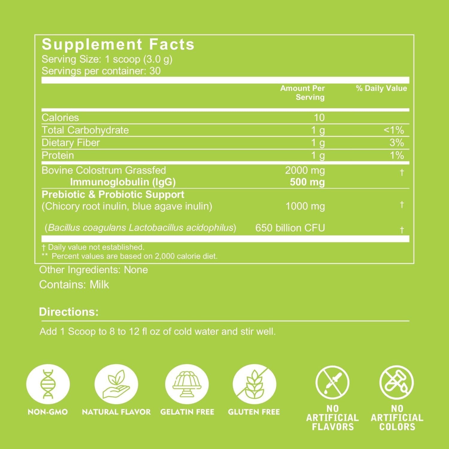 Close-up of VITINITY colostrum powder jar and label