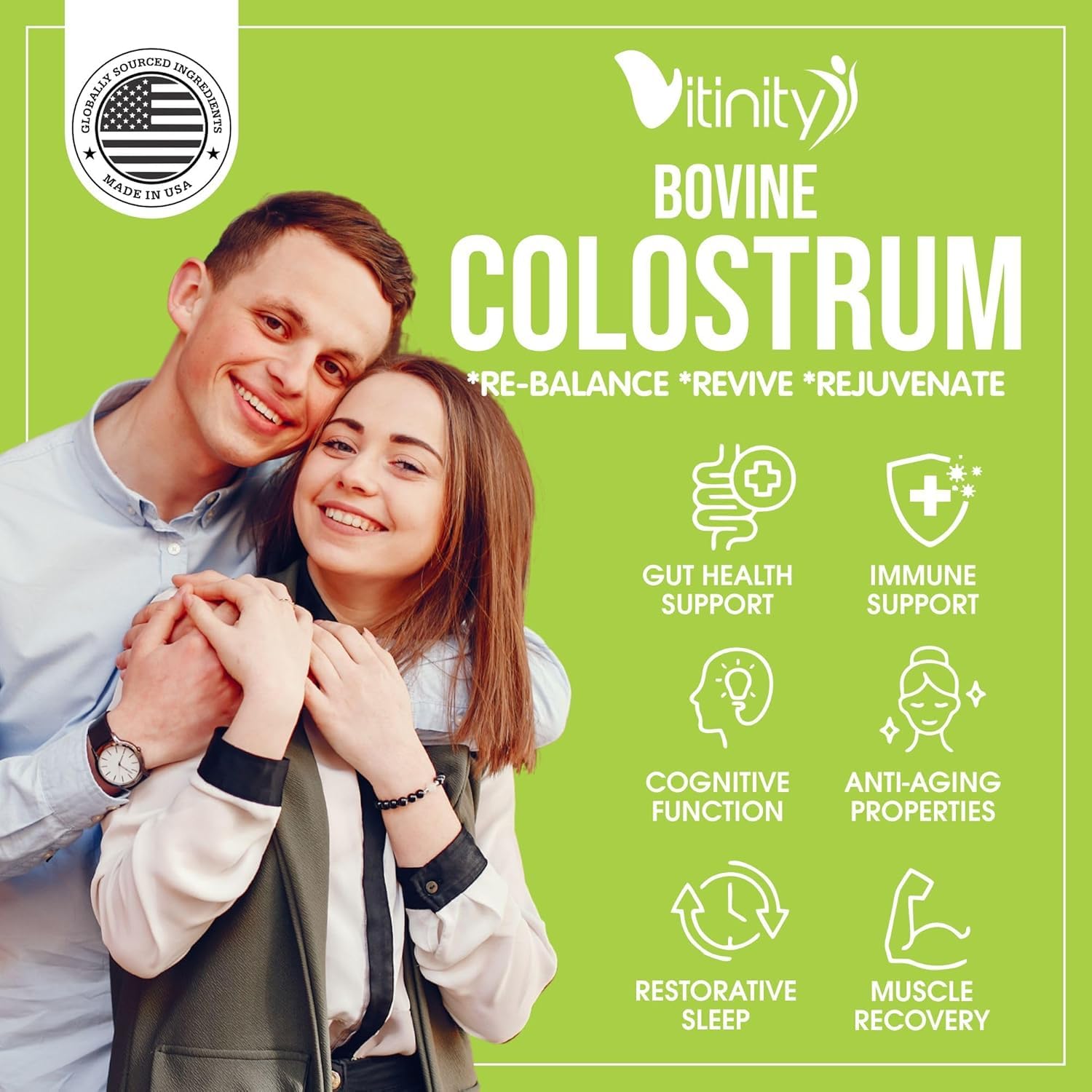 Ingredients and nutrition information for VITINITY colostrum capsules