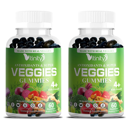 Front view of VITINITY Super Greens Gummies bottle