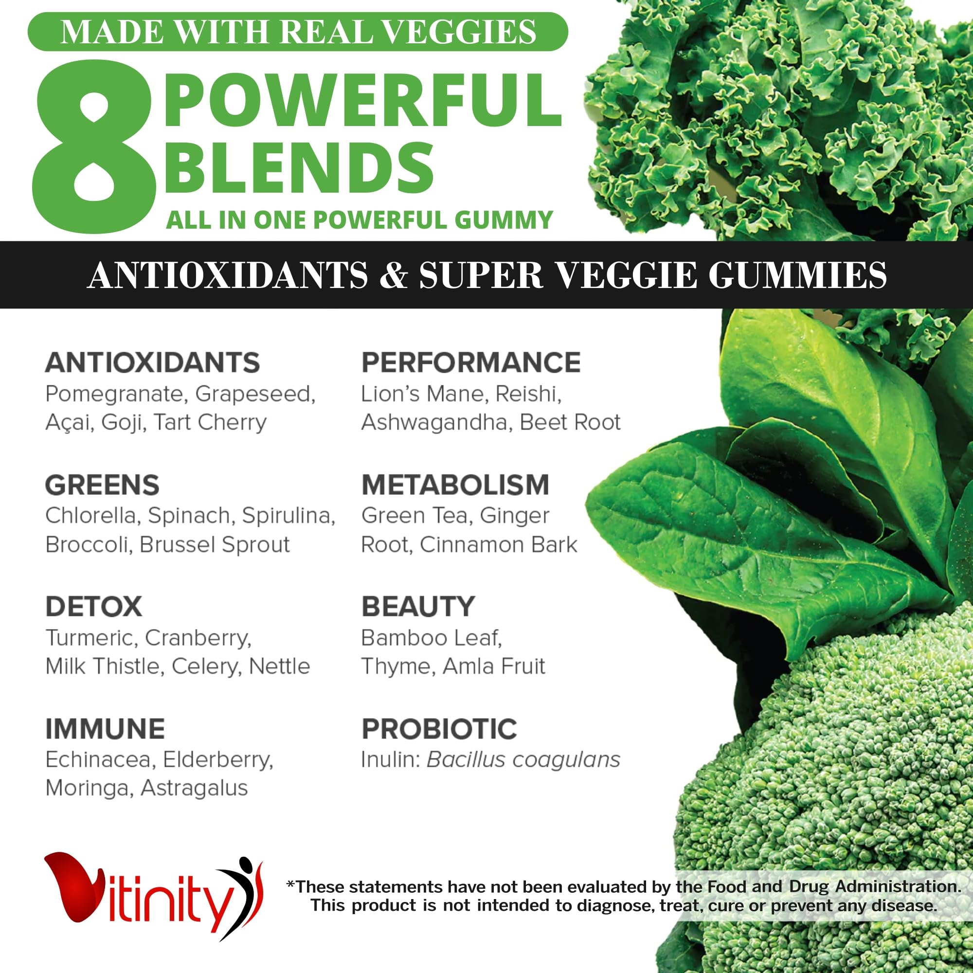 Assorted greens, fruits and herbs representing 30+ superfoods