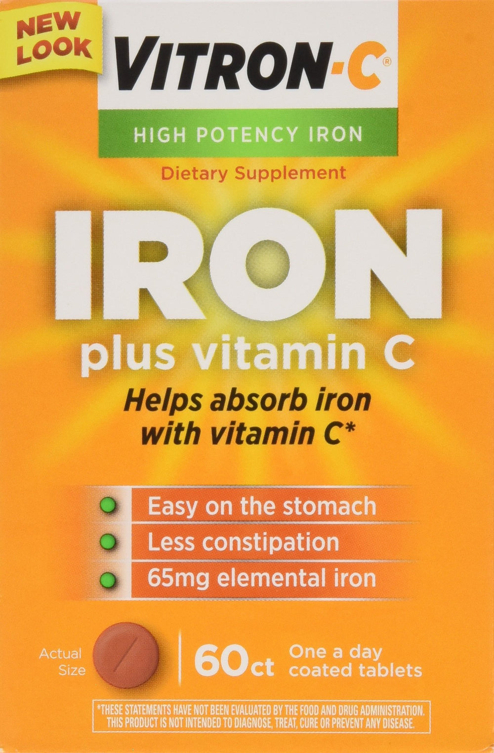 VITRON-C High Potency Iron plus Vitamin C tablets bottle label