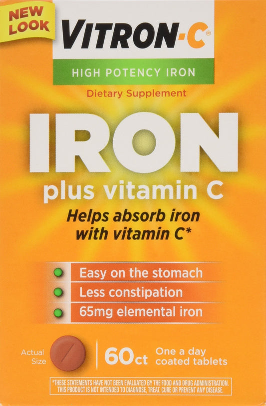 VITRON-C High Potency Iron plus Vitamin C tablets bottle label