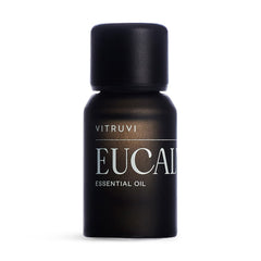 Vitruvi Eucalyptus essential oil bottle in matte black packaging