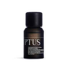 Matte black Vitruvi Eucalyptus essential oil bottle on white background