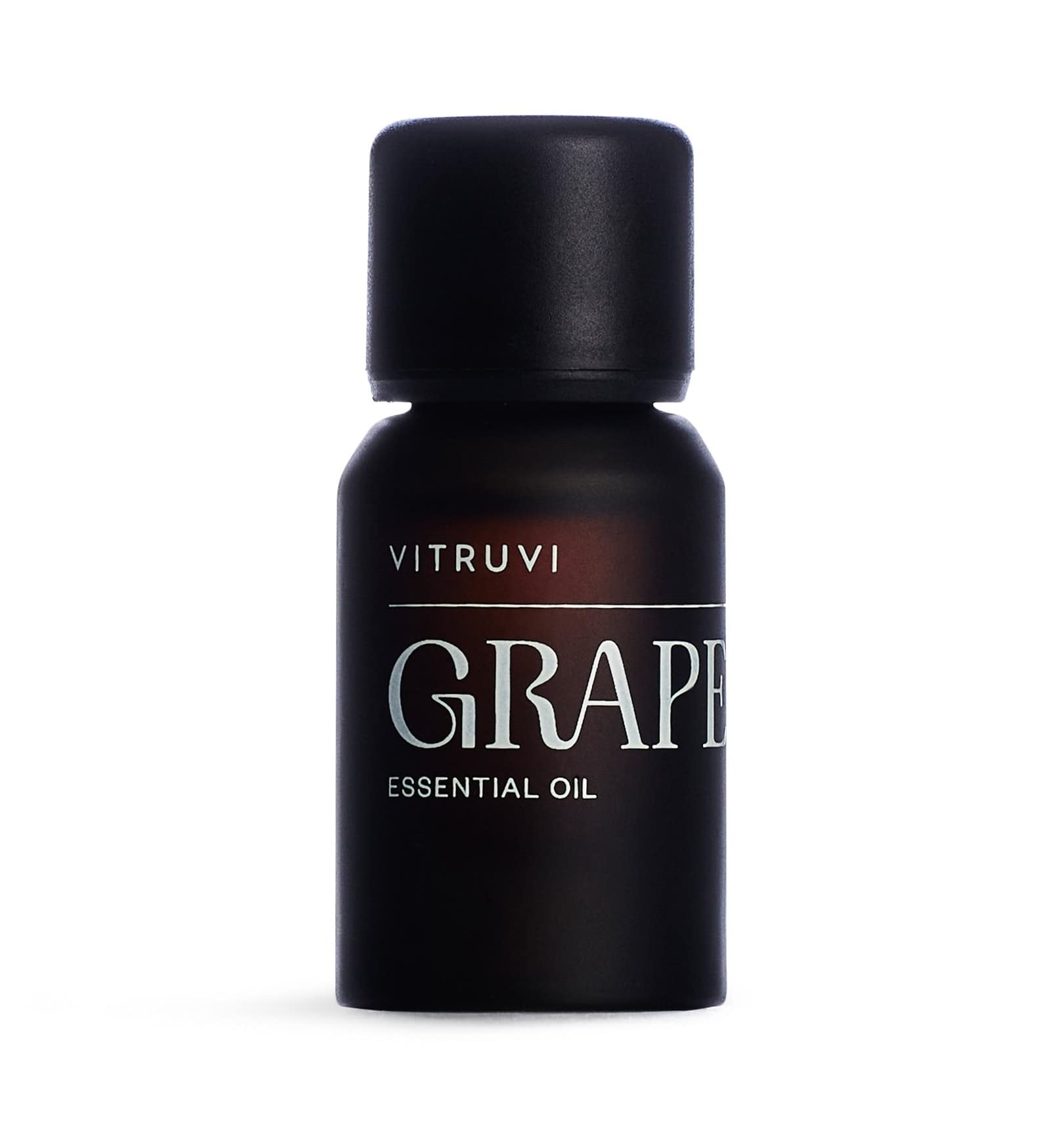 Front view of Vitruvi Grapefruit essential oil bottle