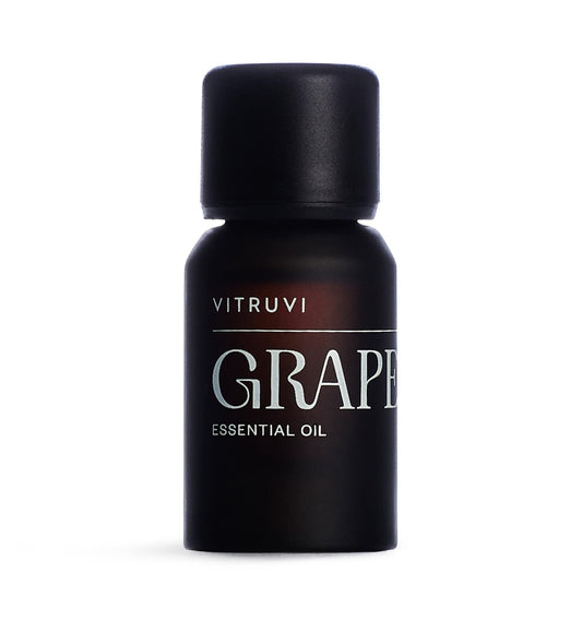 Front view of Vitruvi Grapefruit essential oil bottle