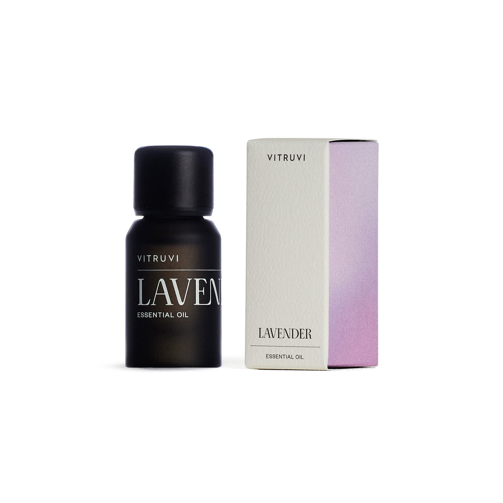 Premium packaging and bottle of Vitruvi Organic Lavender