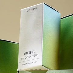 Diffuser with Pacific Balance essential oil being added (15 drops recommended)