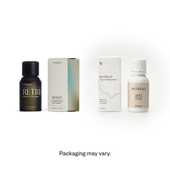 Close-up of Vitruvi Retreat Restorative Oil bottle