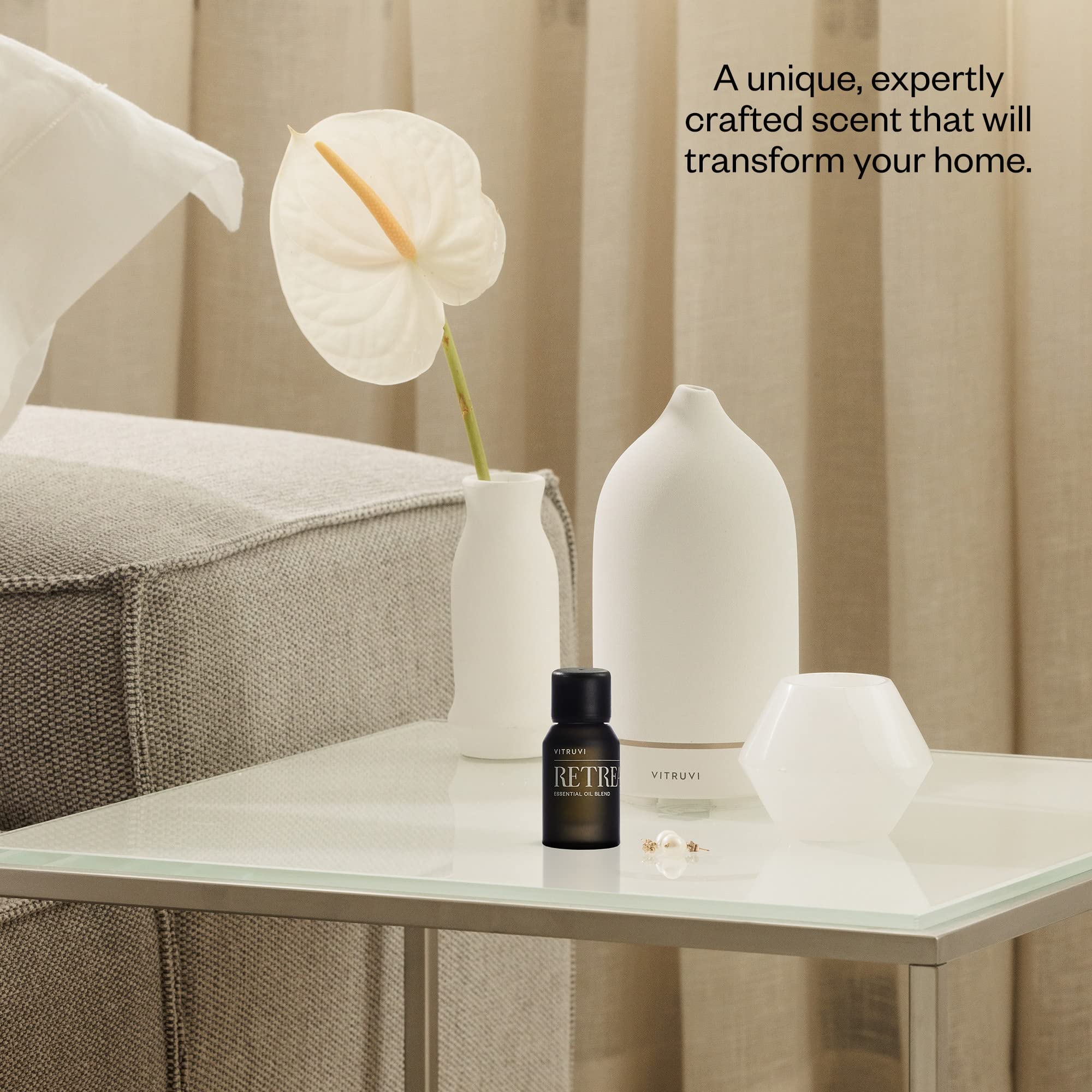 Diffuser shot featuring the Vitruvi oil blend