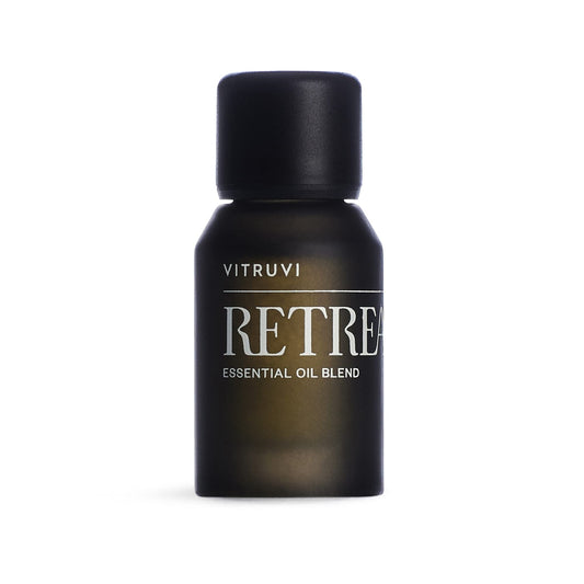 Vitruvi Retreat Restorative Essential Oil Blend bottle label