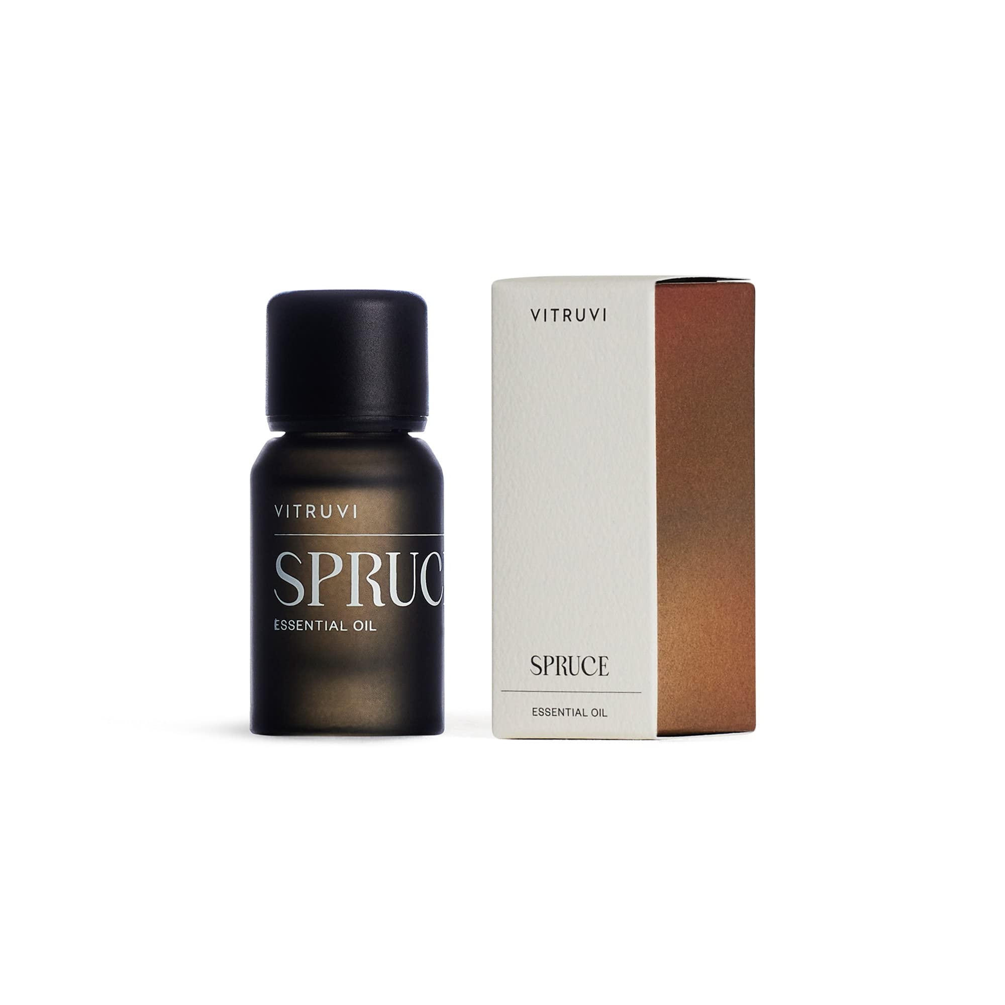 Spruce essential oil shown with diffuser