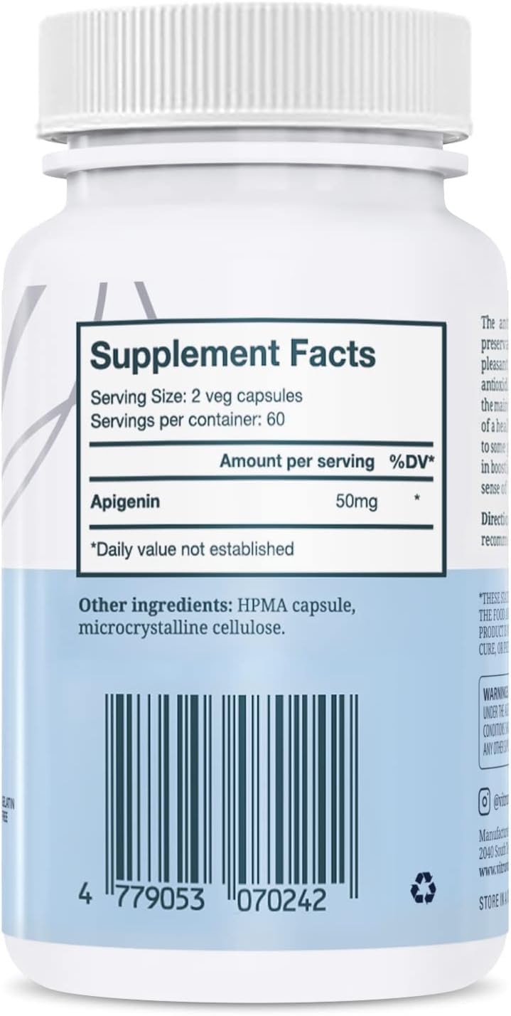 Supplement facts panel on VITRUVIN Longevity Plus packaging