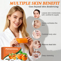 Viugex Persimmon Soap Bar lather close-up highlighting rich foam for cleansing.