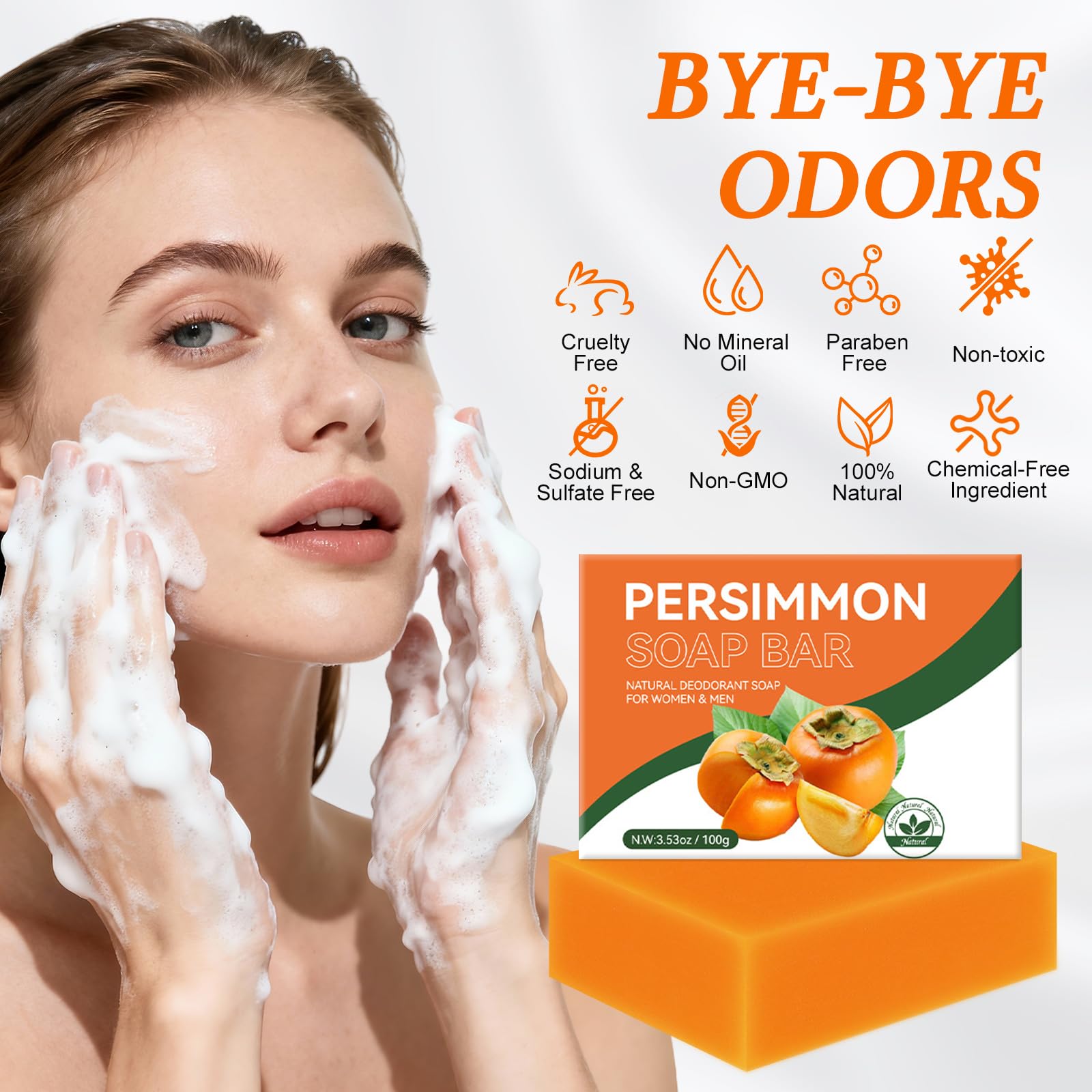 Viugex Persimmon Soap Bar underarm area application for odor control.