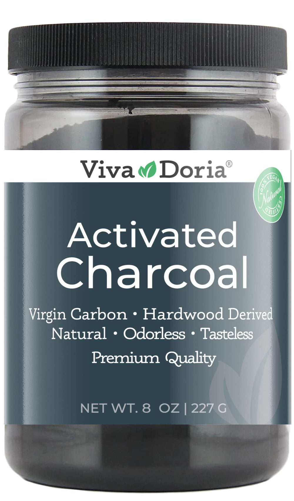 Viva Doria Virgin Activated Charcoal Powder 8 oz – front view