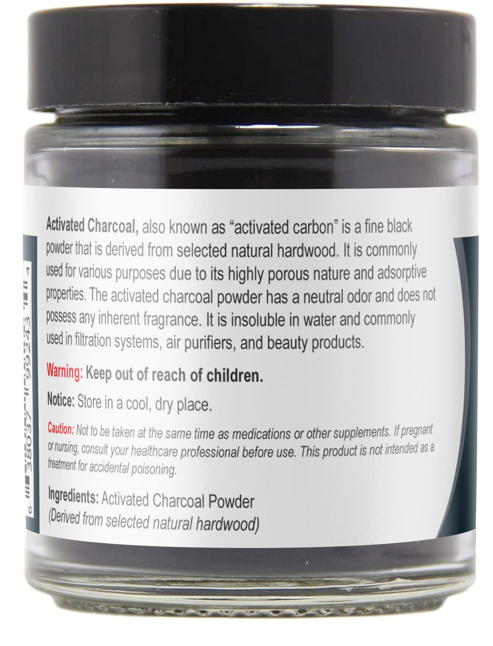 Close-up of Virgin Activated Charcoal powder derived from hardwood