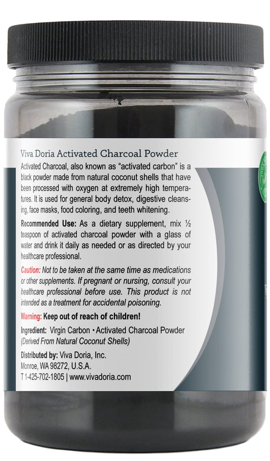 Porous activated charcoal powder close-up coconut-derived