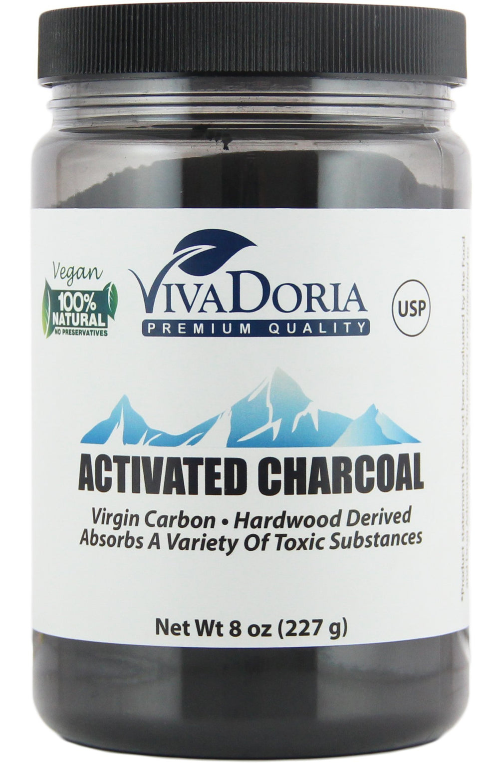 Activated charcoal powder used for filtration or beauty applications