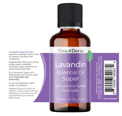 Amber glass bottle of Lavandin Essential Oil with screw-cap