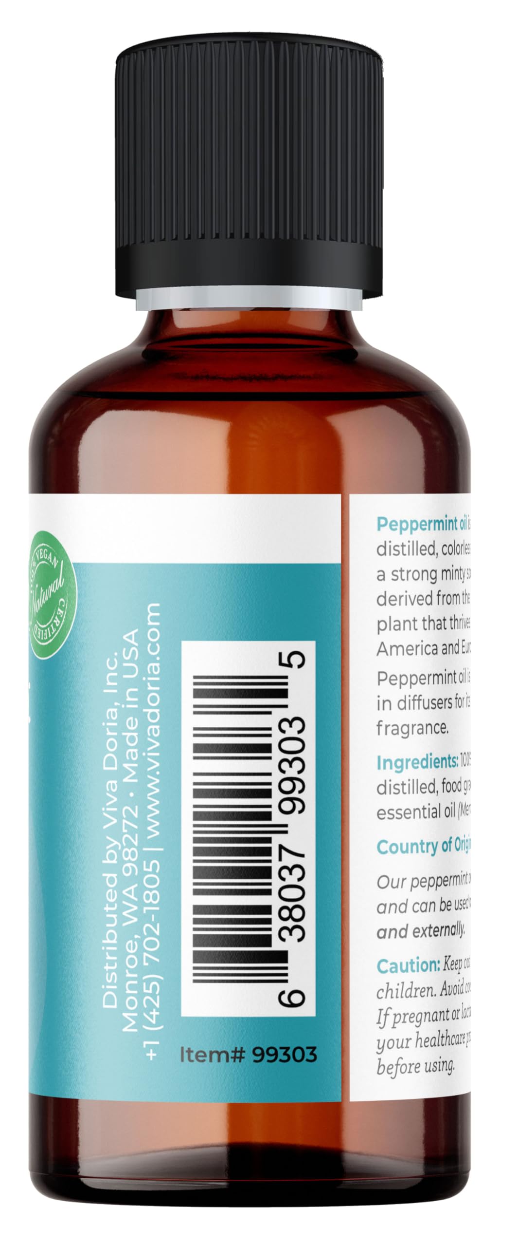 Peppermint oil glass bottle with screw cap Viva Doria