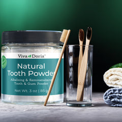 Reclosable glass jar packaging for Viva Doria tooth powder