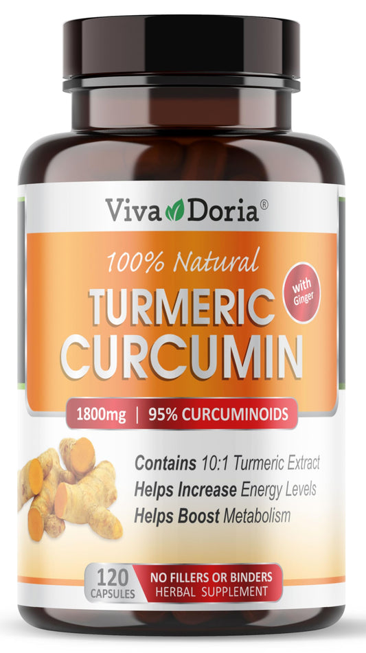 Viva Doria Turmeric Curcumin with Ginger - 1800mg, 120 capsules