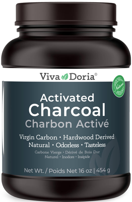 Close-up view of virgin carbon activated charcoal powder
