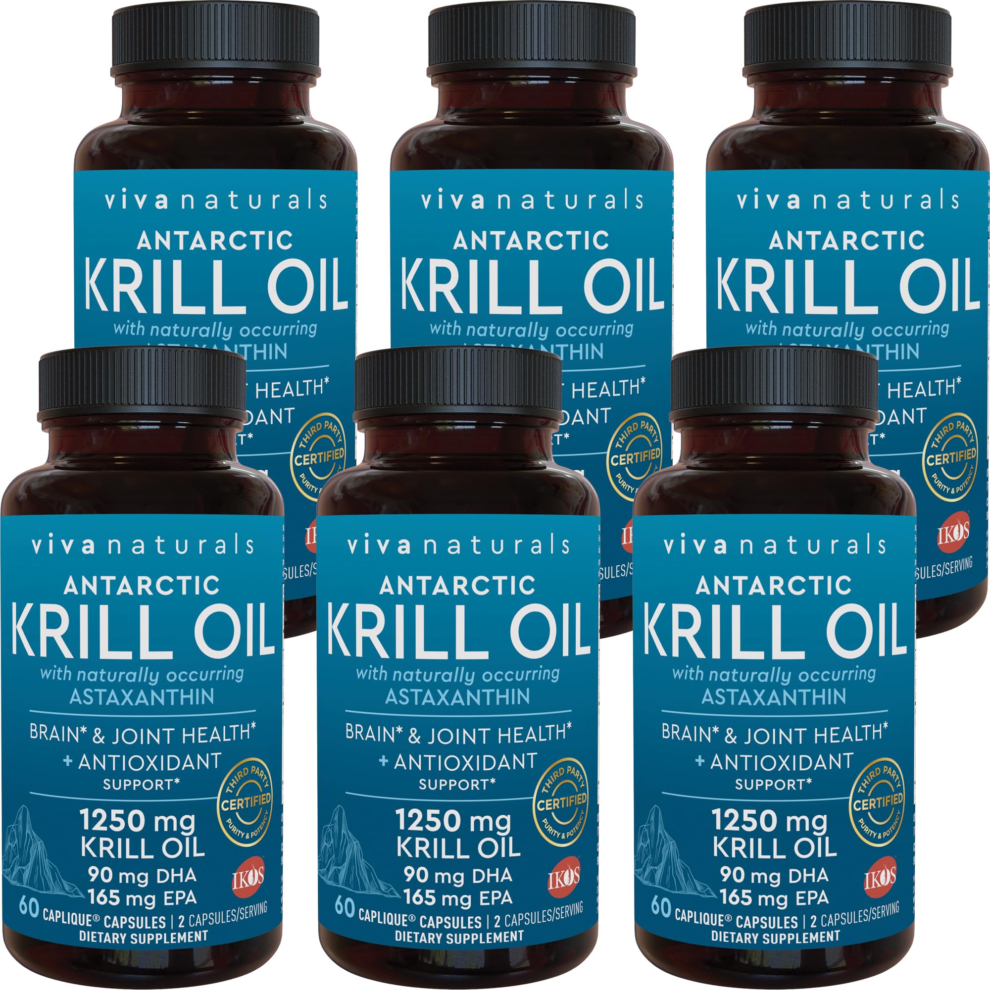 Front view of Viva Naturals Antarctic Krill Oil 1250 mg bottle