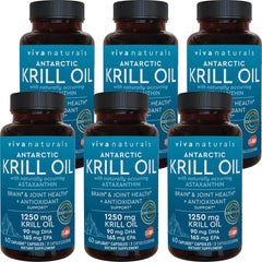 Front view of Viva Naturals Antarctic Krill Oil 1250 mg bottle