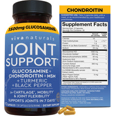 Viva Naturals Glucosamine Chondroitin MSM Joint Support bottle with label