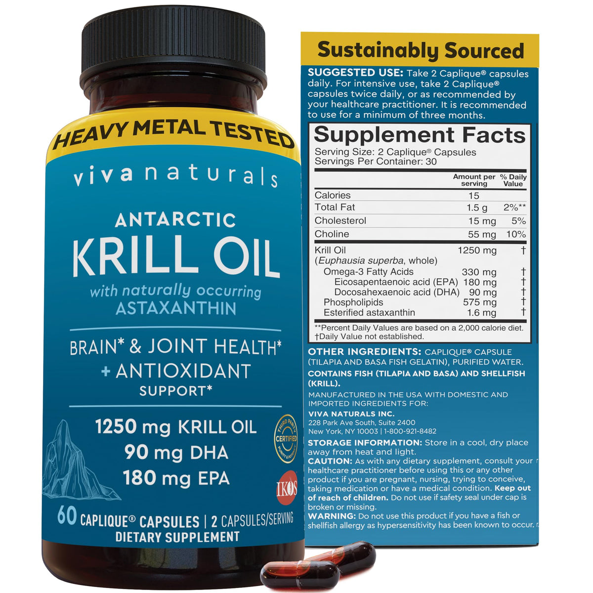 Viva Naturals Krill Oil 1250 mg bottle label