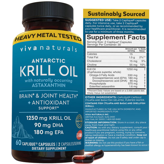 Viva Naturals Krill Oil 1250 mg bottle label