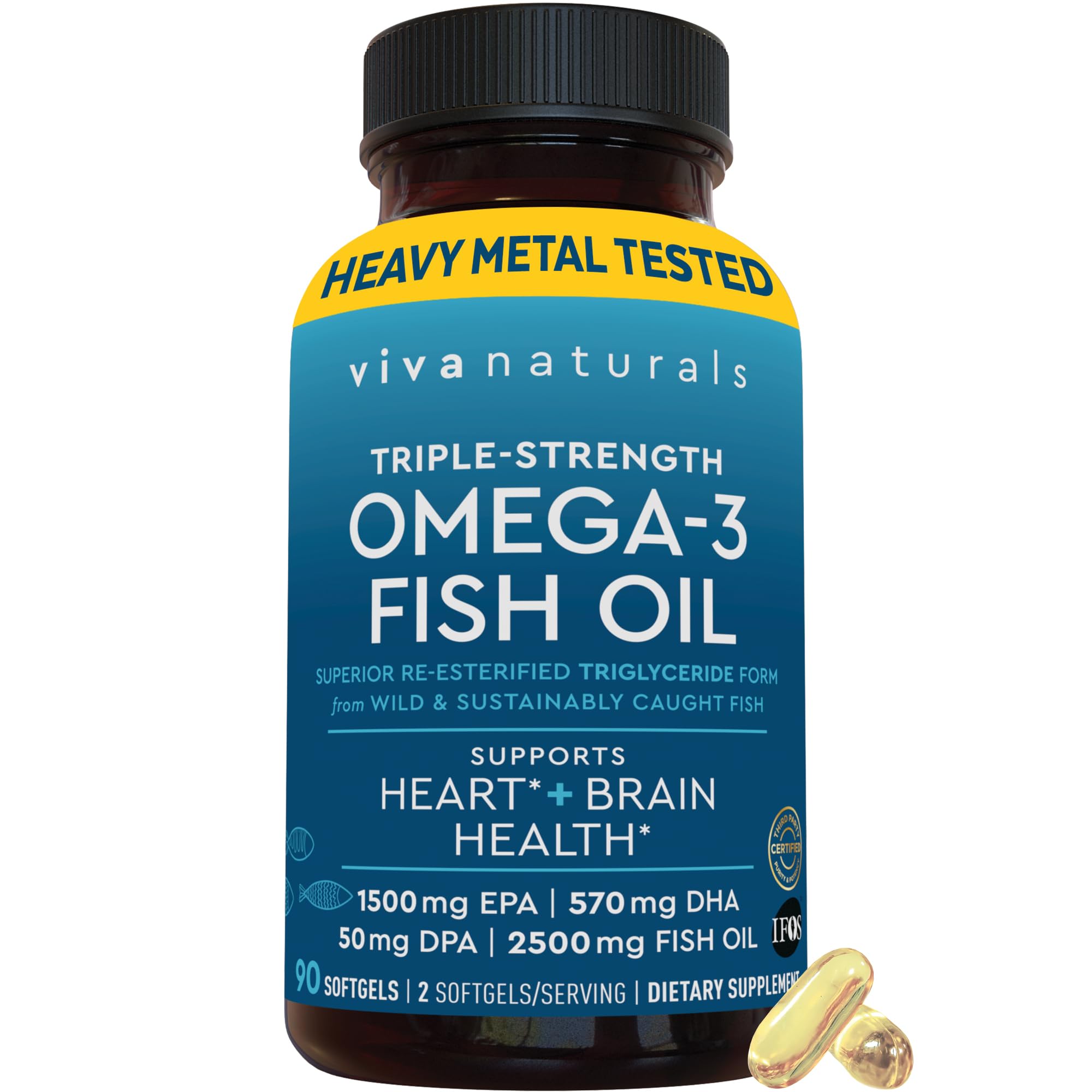 Viva Naturals Omega-3 Triple Strength bottle front view