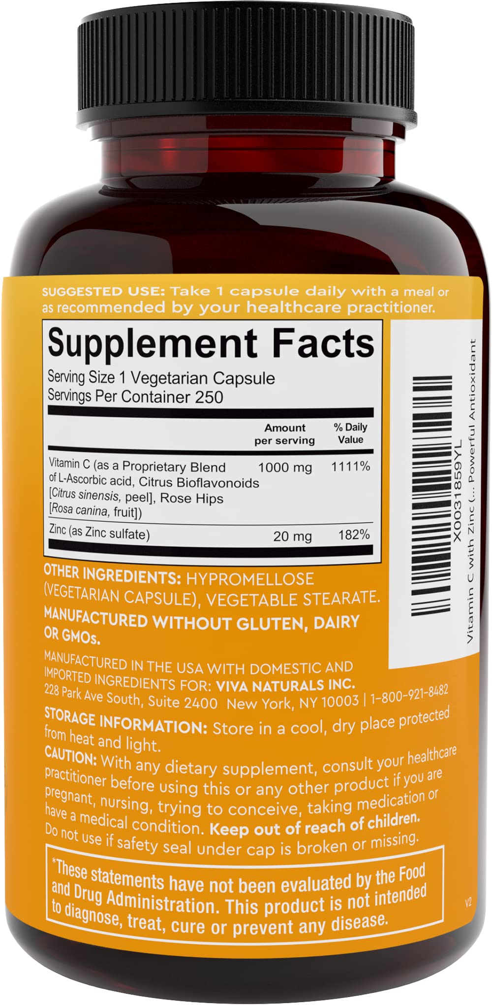 Lifestyle shot of Vitamin C and Zinc bottle on a kitchen counter