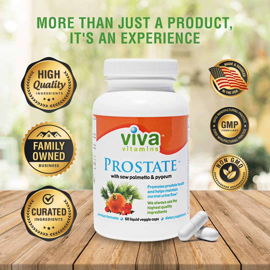 Viva Vitamins Prostate Health bottle on white surface