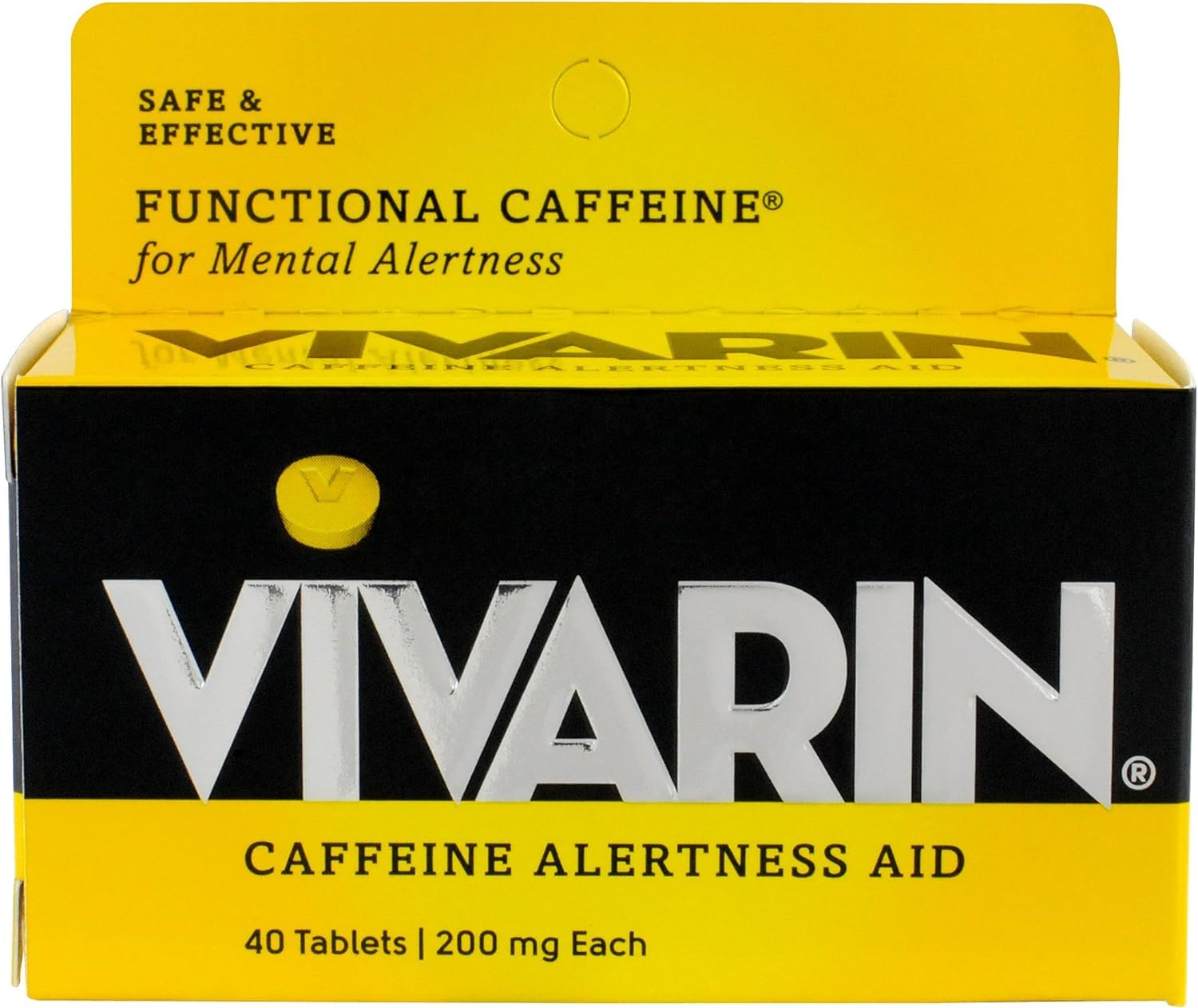 Front view of Vivarin alertness aid 4-pack packaging showing 40 tablets