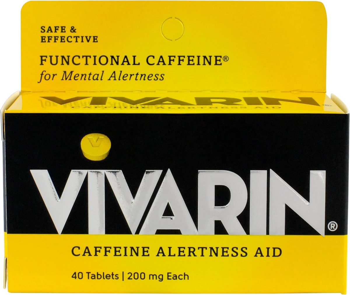 Front view of Vivarin alertness aid 4-pack packaging showing 40 tablets
