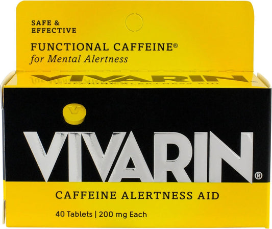 Front view of Vivarin alertness aid 4-pack packaging showing 40 tablets