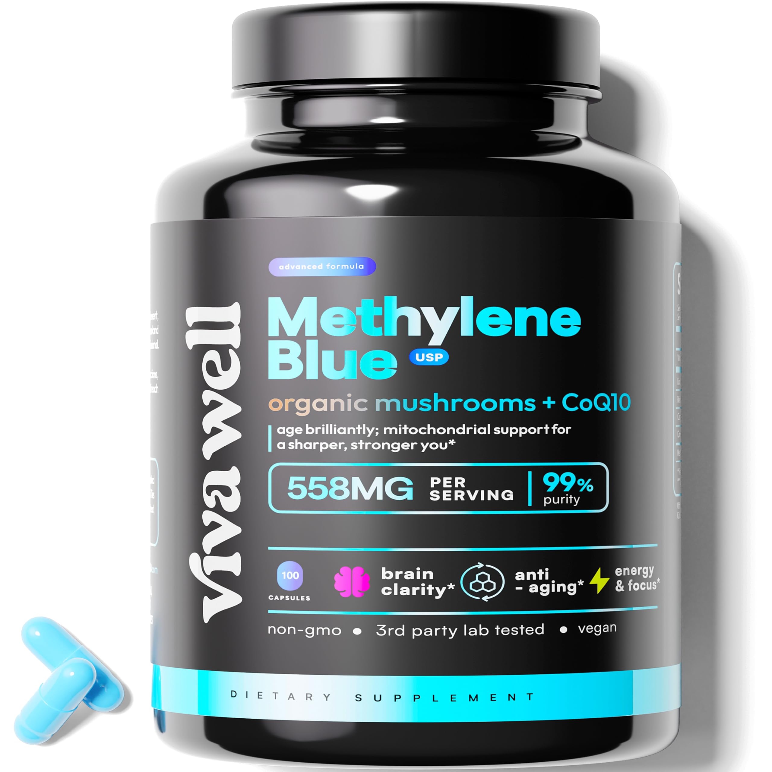 VivaWell Methylene Blue capsules bottle label