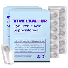 Vive L'Amour 15mg vaginal suppositories packaging for discreet daily care.
