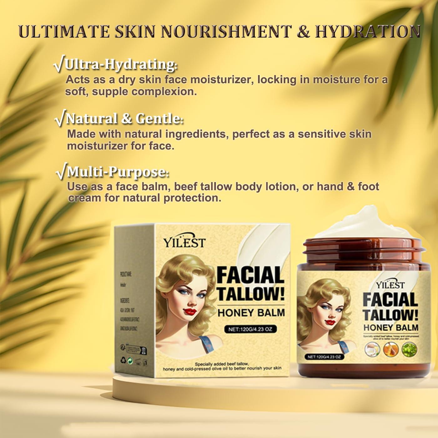 Vivipop Tallow and Honey Balm texture gives honey glow on skin