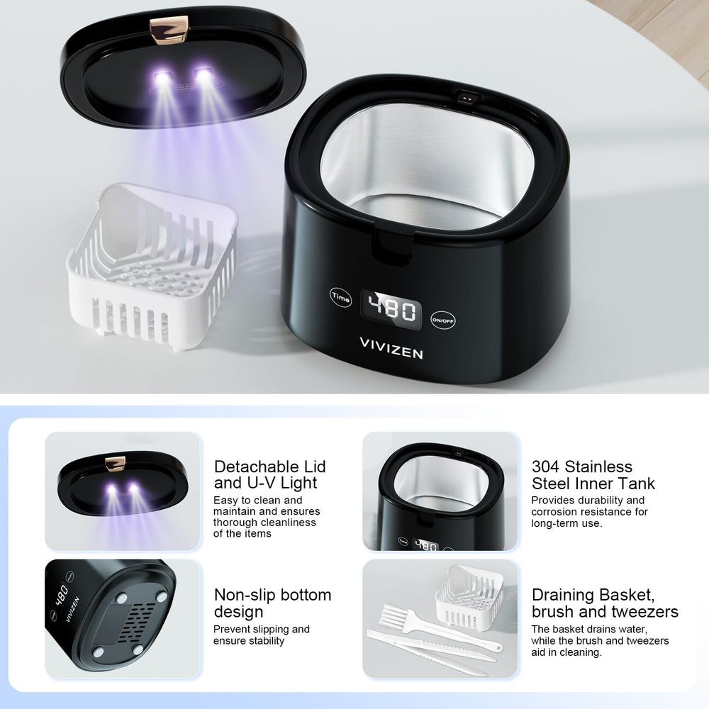 Cleaner cleaning jewelry and small items with 45kHz ultrasonic