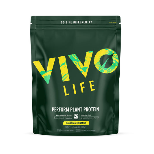 Vivo Life Perform Plant Protein Powder Banana Cinnamon jar front