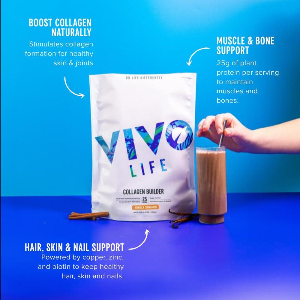 Vivo Life Plant Protein Collagen Builder Chocolate Mint packaging side view