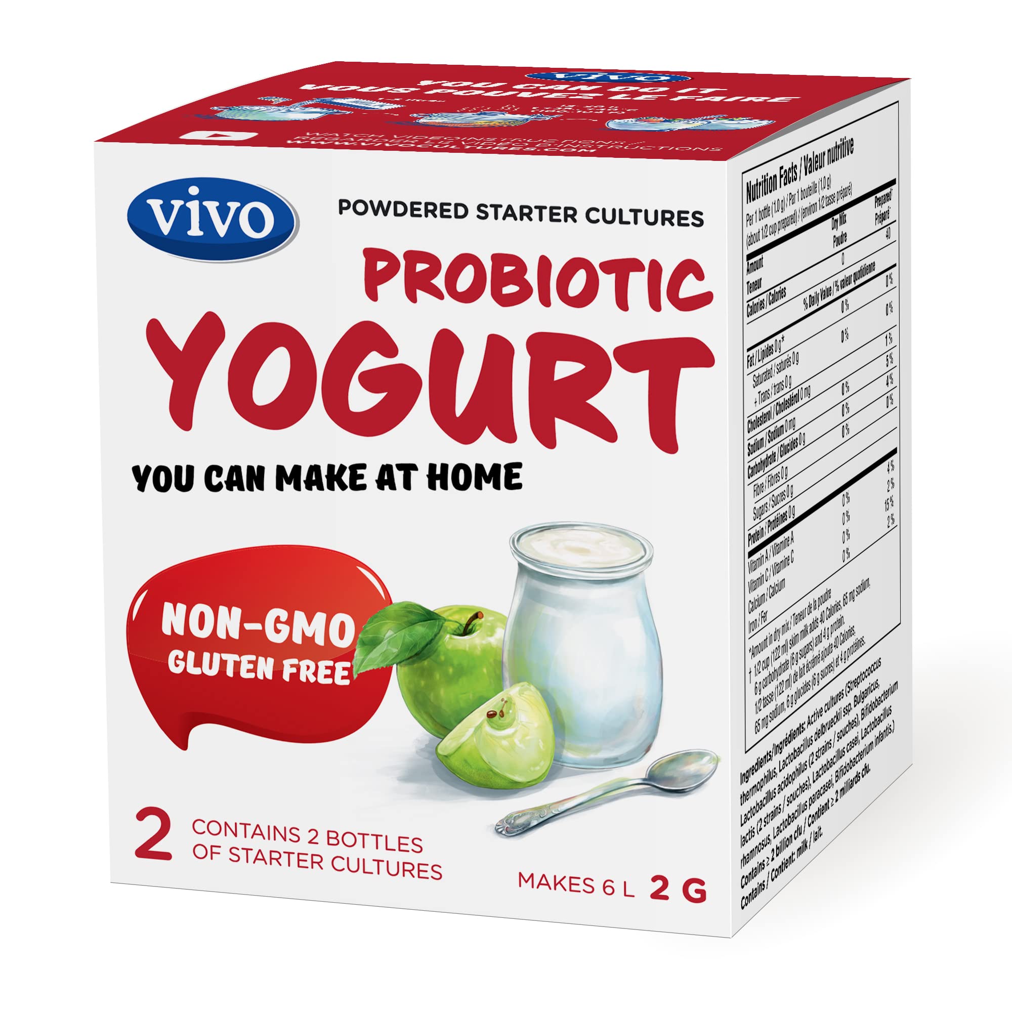 VIVO Probiotic Yogurt Starter Natural packaging front – 5 boxes, 10 bottles